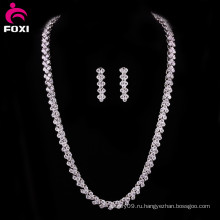 Роскошные моды Белый AAA CZ камень серьги ожерелье ювелирные наборы